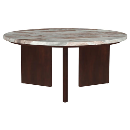  Coaster Furniture Jenna 706168-S2 2-piece Round Marble Top Coffee Table Set - Brown IMAGE 9