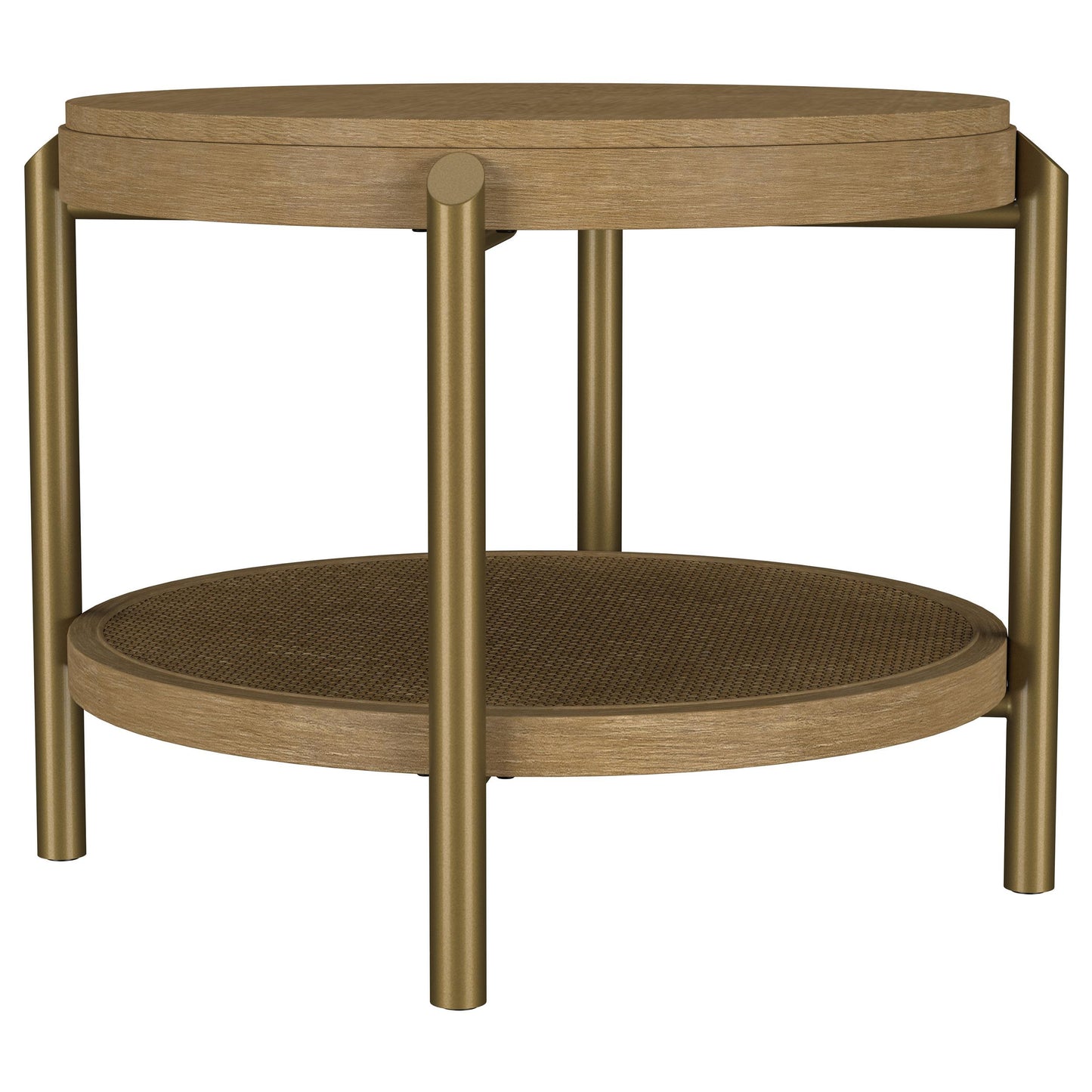  Coaster Furniture Arini 706187 Round Side Table With Storage Shelf - Sand Wash IMAGE 2