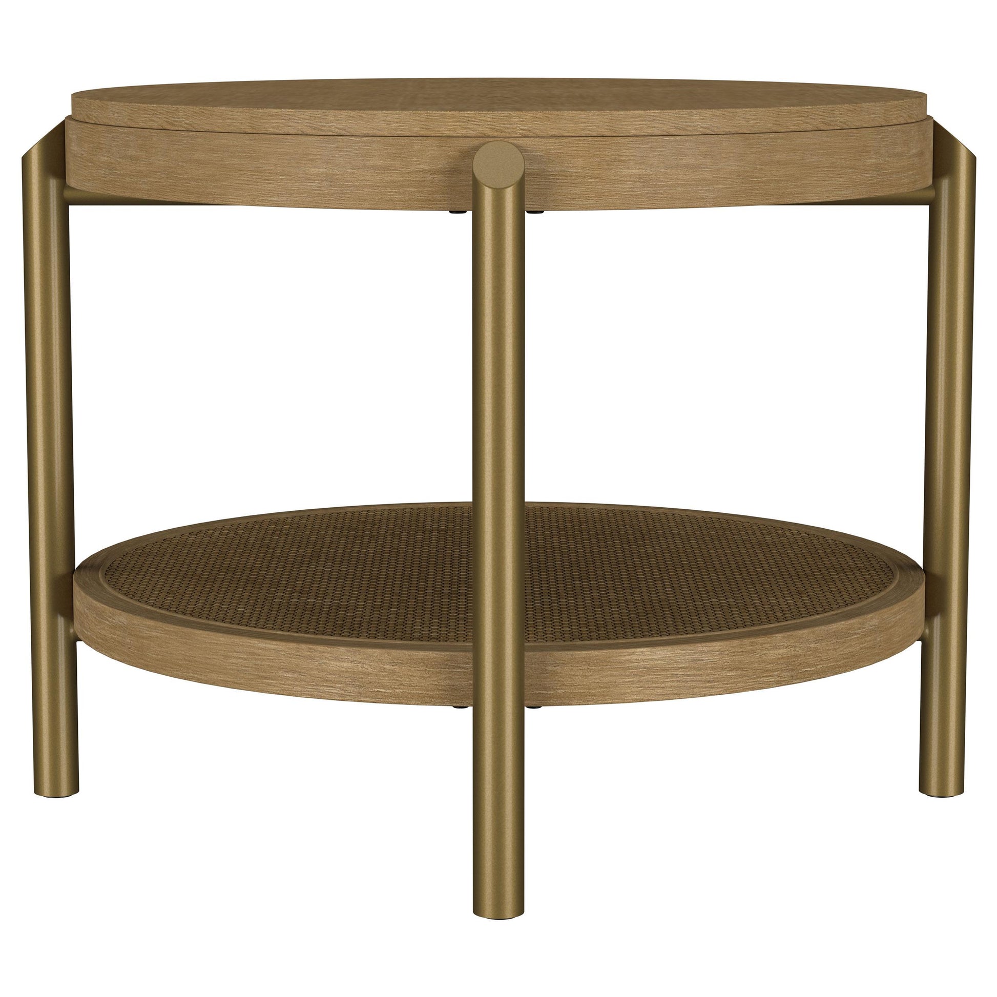  Coaster Furniture Arini 706187 Round Side Table With Storage Shelf - Sand Wash IMAGE 3