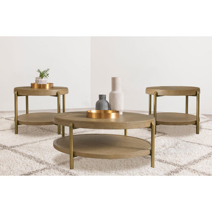  Coaster Furniture Arini 706188-S3 3-piece Round Coffee and End Table Set - Sand Wash IMAGE 2