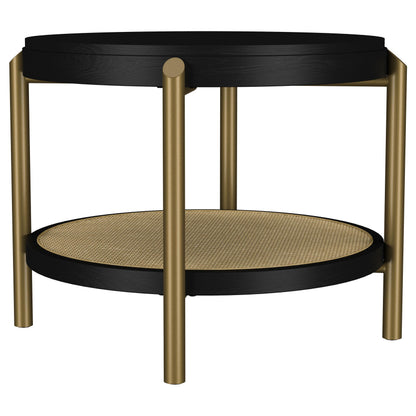  Coaster Furniture Arini 706197 Round Side Table With Storage Shelf - Black IMAGE 2