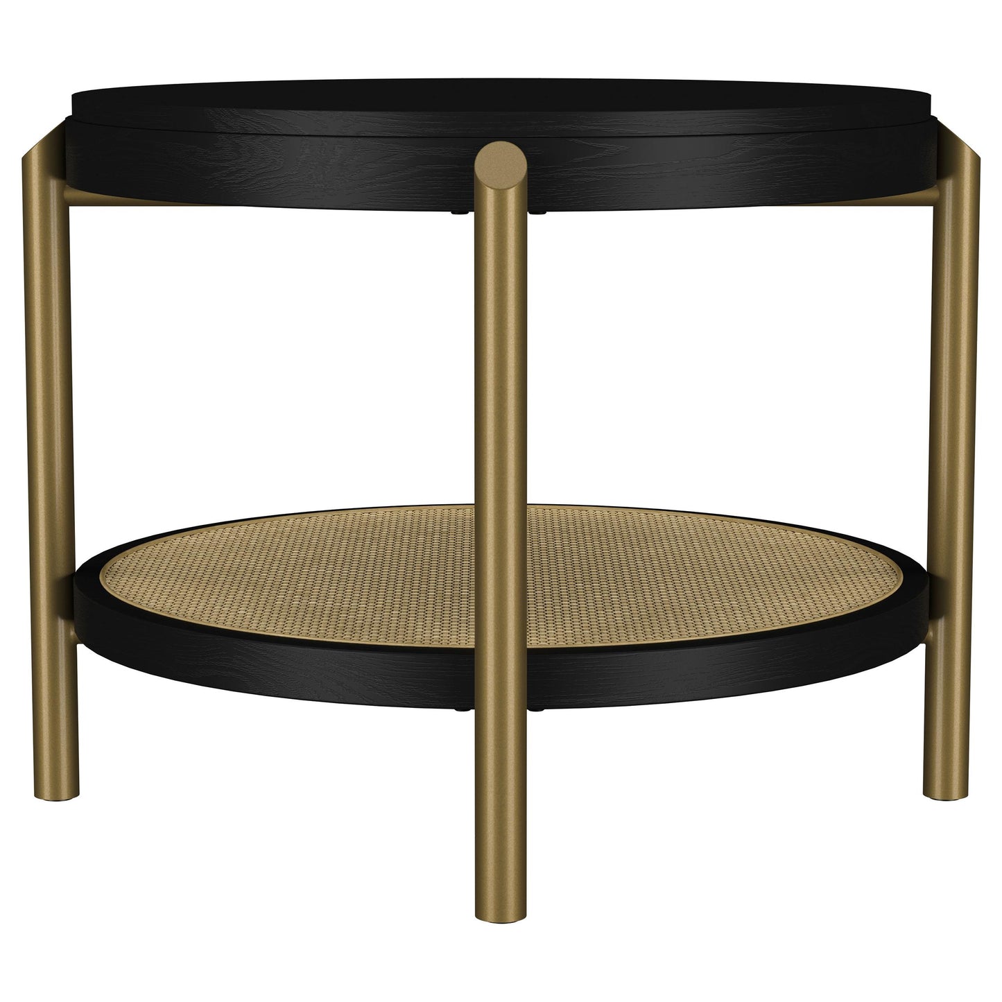  Coaster Furniture Arini 706197 Round Side Table With Storage Shelf - Black IMAGE 4