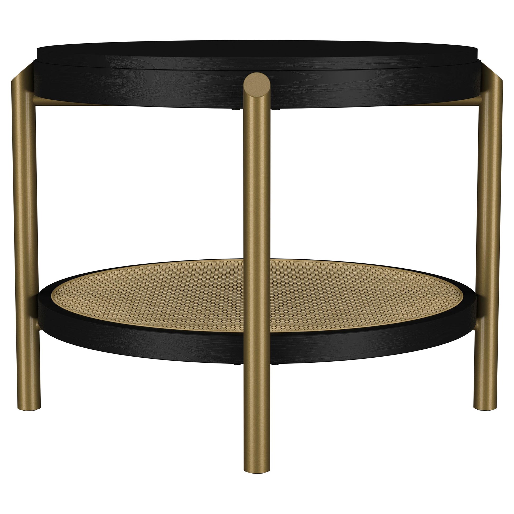  Coaster Furniture Arini 706197 Round Side Table With Storage Shelf - Black IMAGE 4