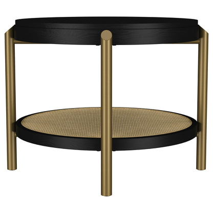  Coaster Furniture Arini 706197 Round Side Table With Storage Shelf - Black IMAGE 4