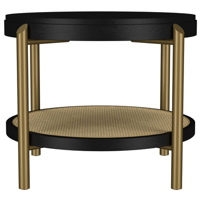  Coaster Furniture Arini 706197 Round Side Table With Storage Shelf - Black IMAGE 8