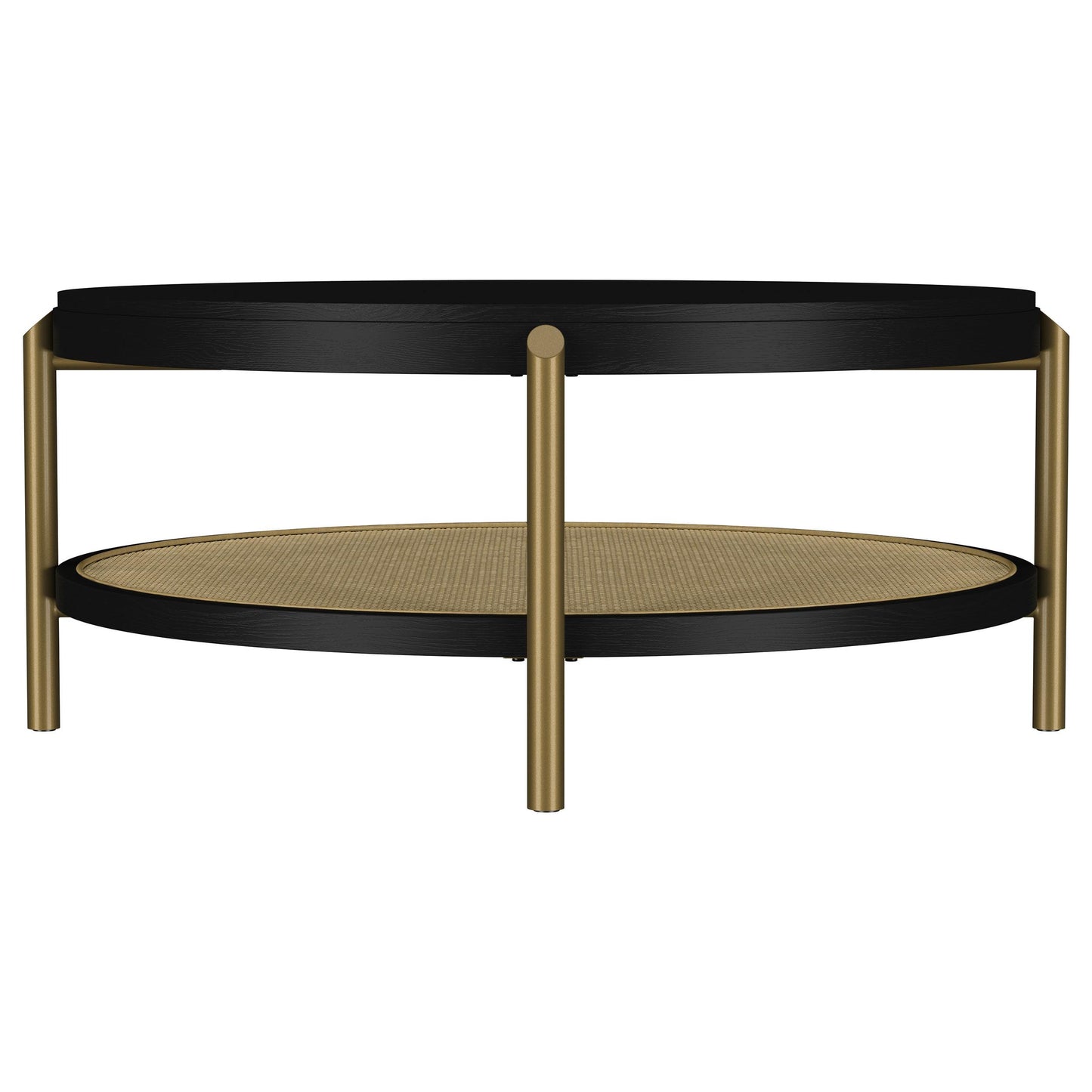  Coaster Furniture Arini 706198 Round Coffee Table With Storage Shelf - Black IMAGE 4