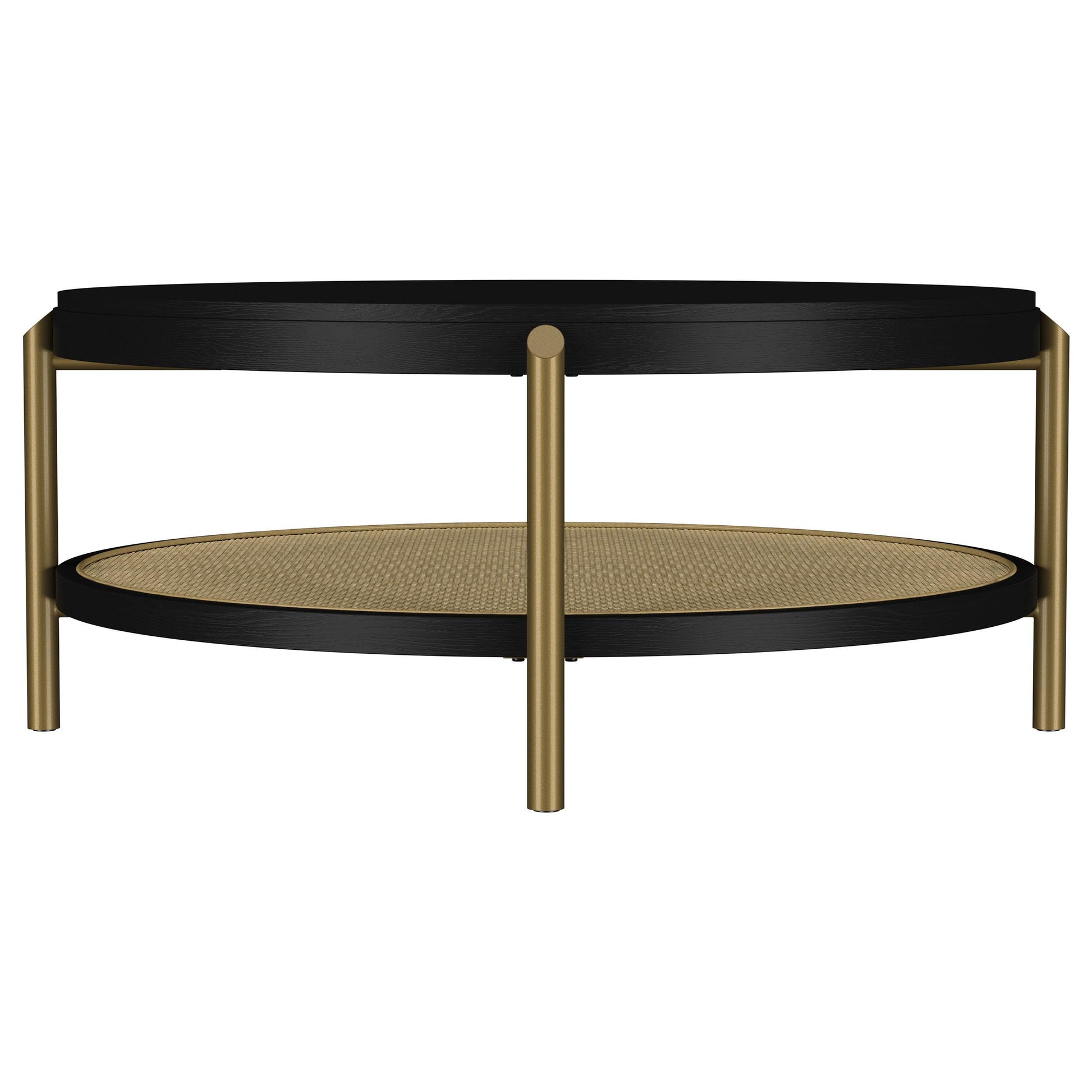  Coaster Furniture Arini 706198 Round Coffee Table With Storage Shelf - Black IMAGE 4