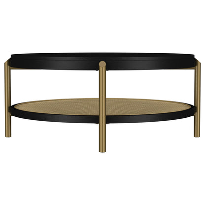  Coaster Furniture Arini 706198 Round Coffee Table With Storage Shelf - Black IMAGE 4