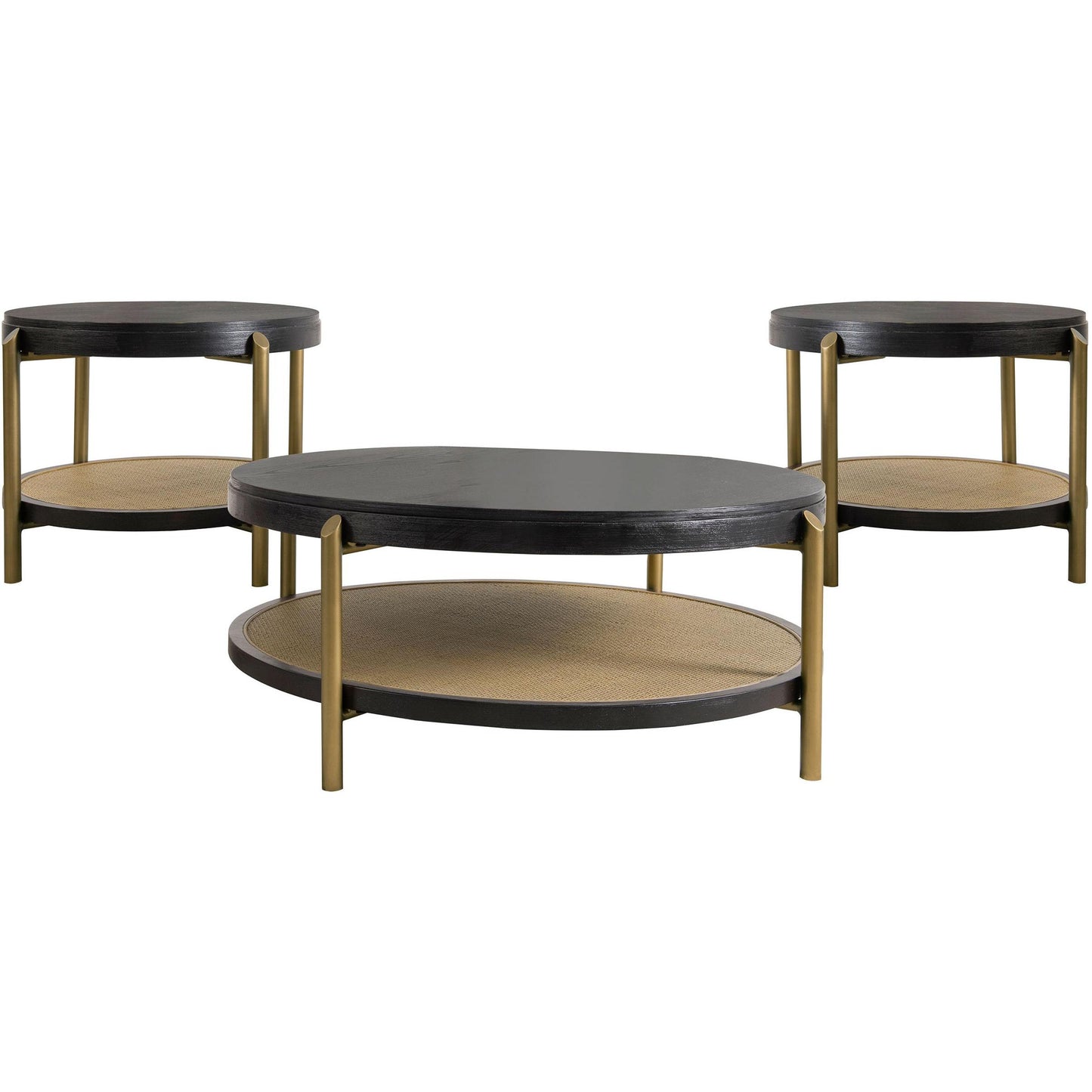  Coaster Furniture Arini 706198-S3 3-piece Round Coffee and End Table Set - Black IMAGE 1