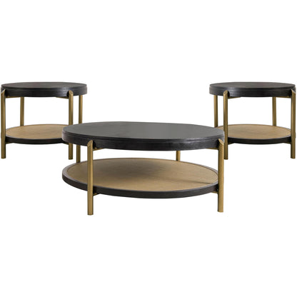 Coaster Furniture Arini 706198-S3 3-piece Round Coffee and End Table Set - Black IMAGE 1