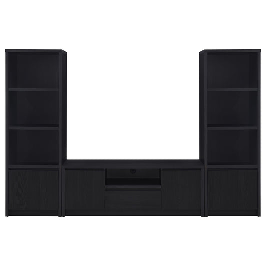  Coaster Furniture Winfield 706222-SET 3-piece Entertainment Center 60-inch TV Stand - Black IMAGE 1