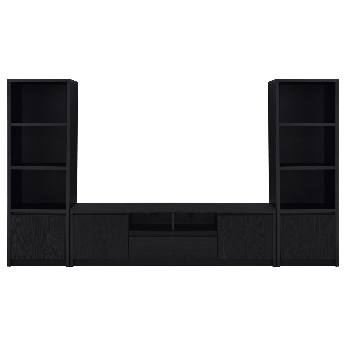  Coaster Furniture Winfield 706223-SET 3-piece Entertainment Center 78-inch TV Stand - Black IMAGE 1