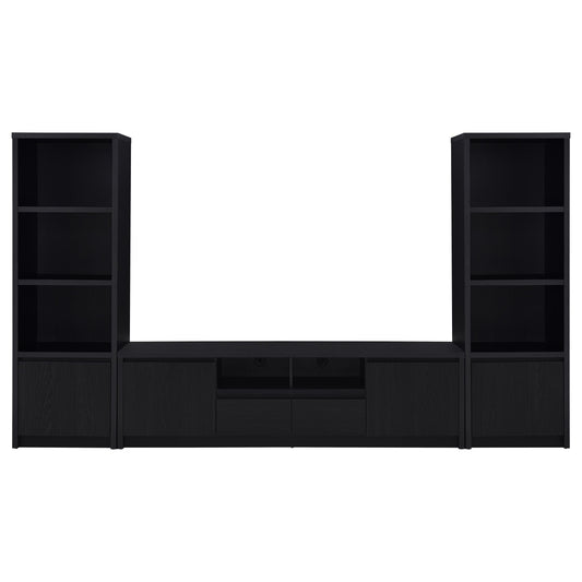 Coaster Furniture Winfield 706223-SET 3-piece Entertainment Center 78-inch TV Stand - Black IMAGE 1