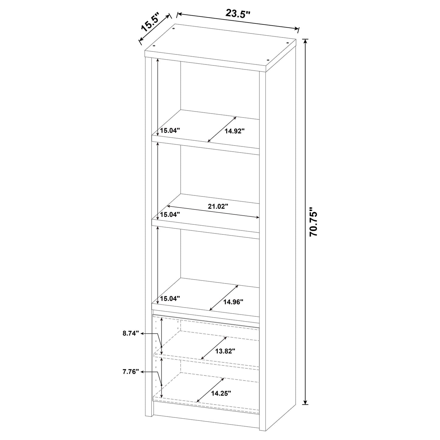  Coaster Furniture Winfield 706224 3-shelf Media Tower Entertainment Pier - Black IMAGE 9