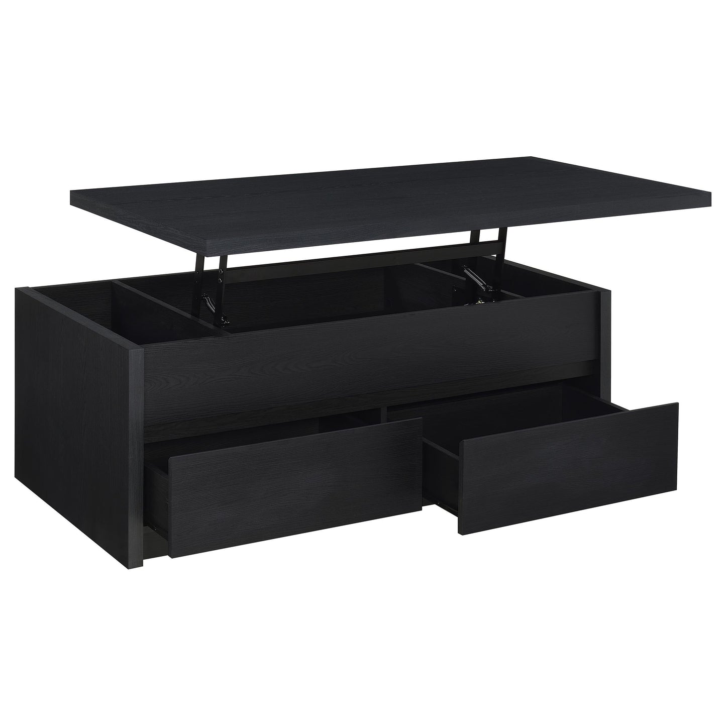  Coaster Furniture Knapp 706228 Lift Top Coffee Table with Dual Drawers - Black IMAGE 3