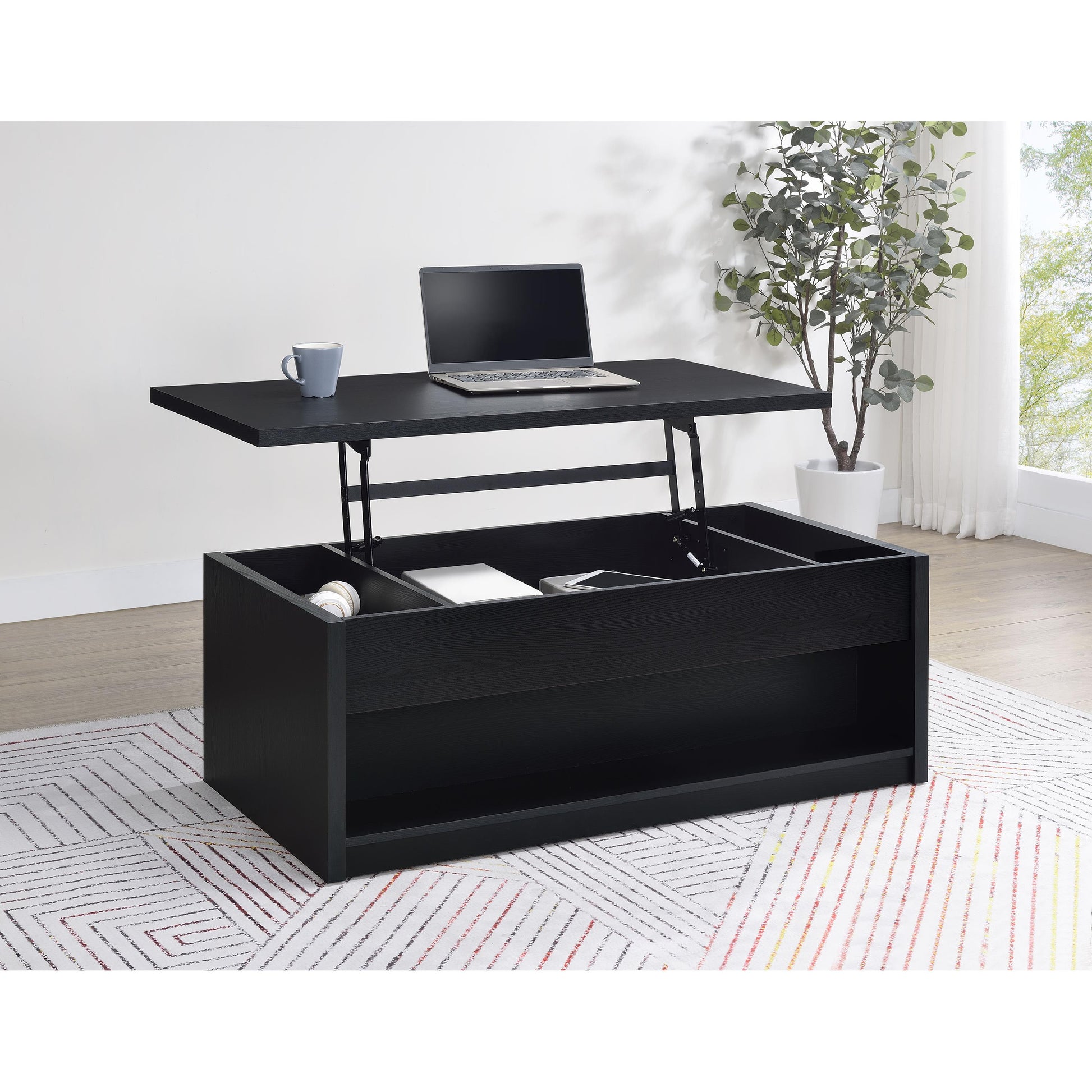  Coaster Furniture Knapp 706228 Lift Top Coffee Table with Dual Drawers - Black IMAGE 6