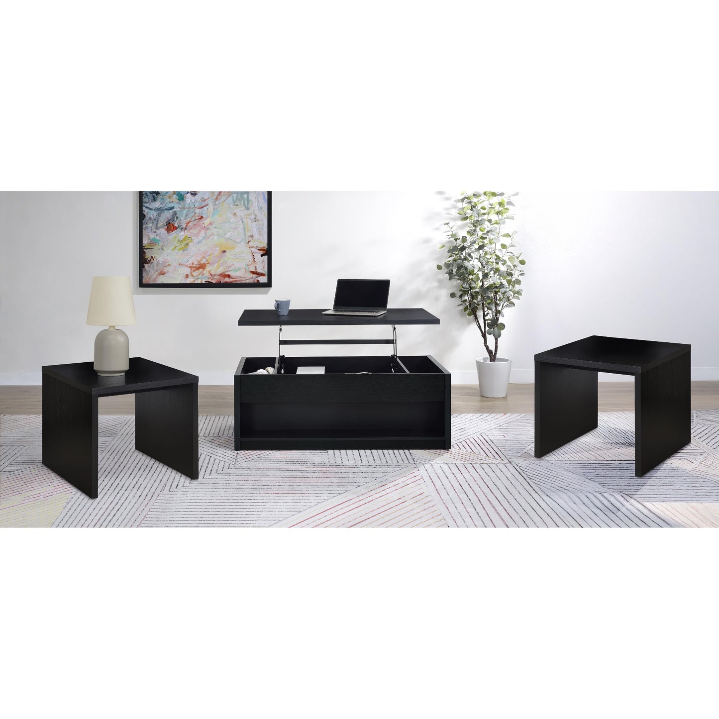  Coaster Furniture Knapp 706228-S3 3-piece Lift Top Coffee Table Set - Black IMAGE 2