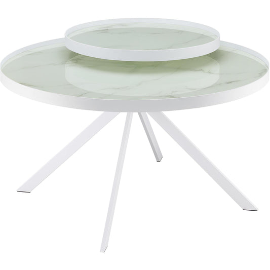  Coaster Furniture Briggs 706258 Round Marble Printed Glass Top Coffee Table - White IMAGE 1