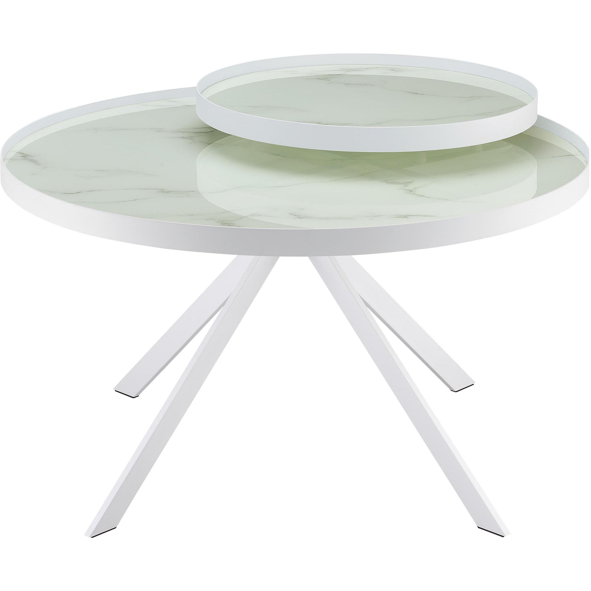  Coaster Furniture Briggs 706258 Round Marble Printed Glass Top Coffee Table - White IMAGE 5