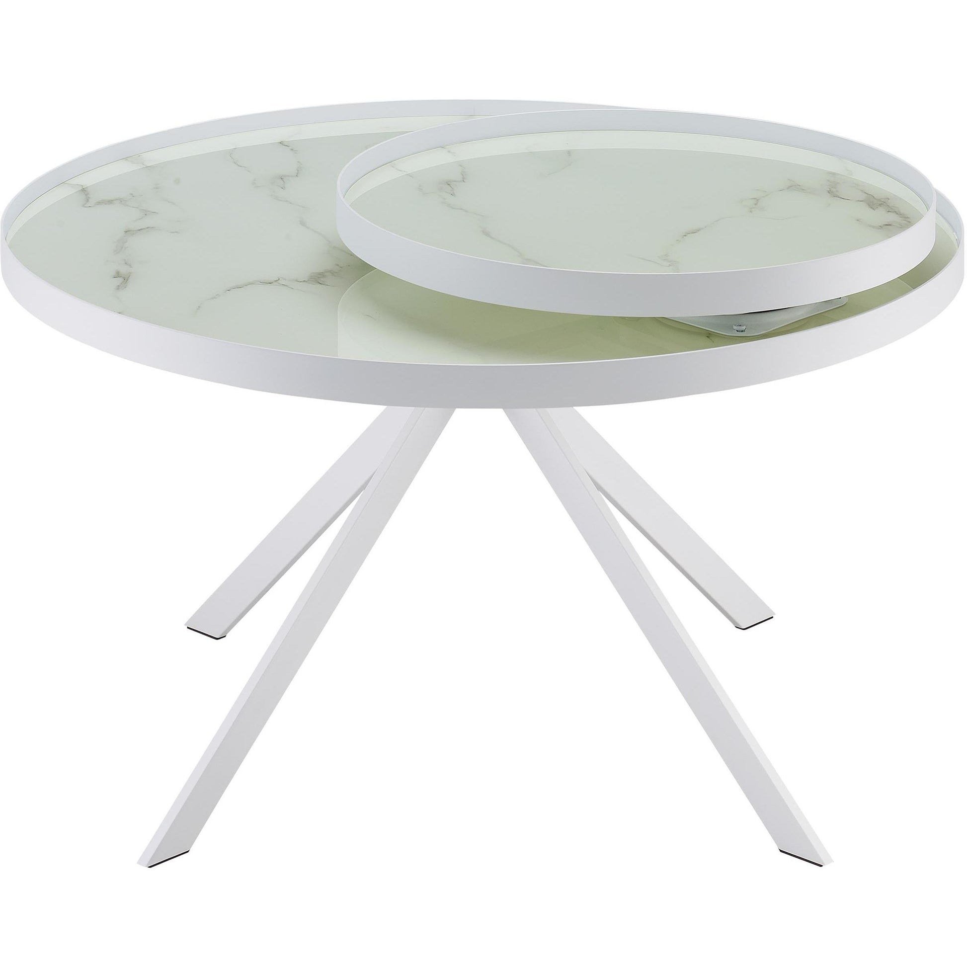  Coaster Furniture Briggs 706258 Round Marble Printed Glass Top Coffee Table - White IMAGE 6