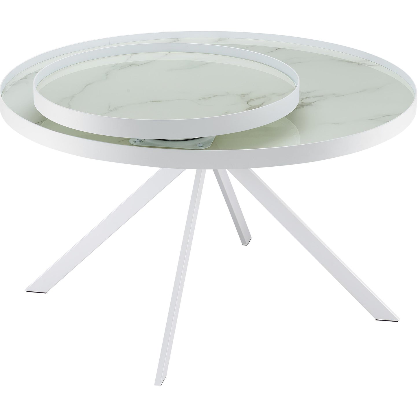  Coaster Furniture Briggs 706258 Round Marble Printed Glass Top Coffee Table - White IMAGE 7