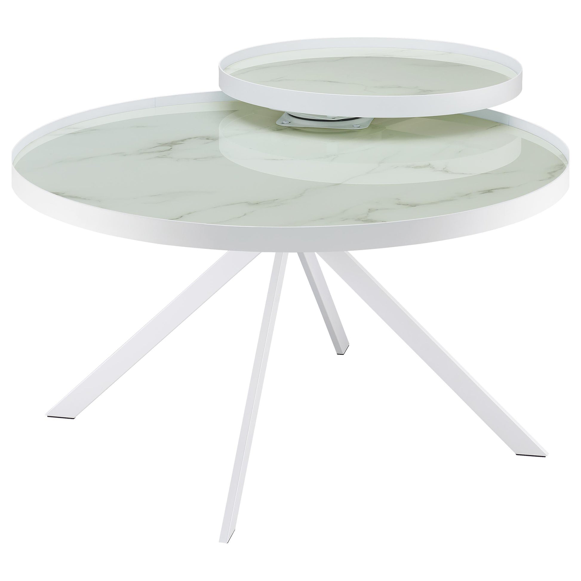  Coaster Furniture Briggs 706258-S2 2-piece Round Coffee and End Table Set - White IMAGE 2