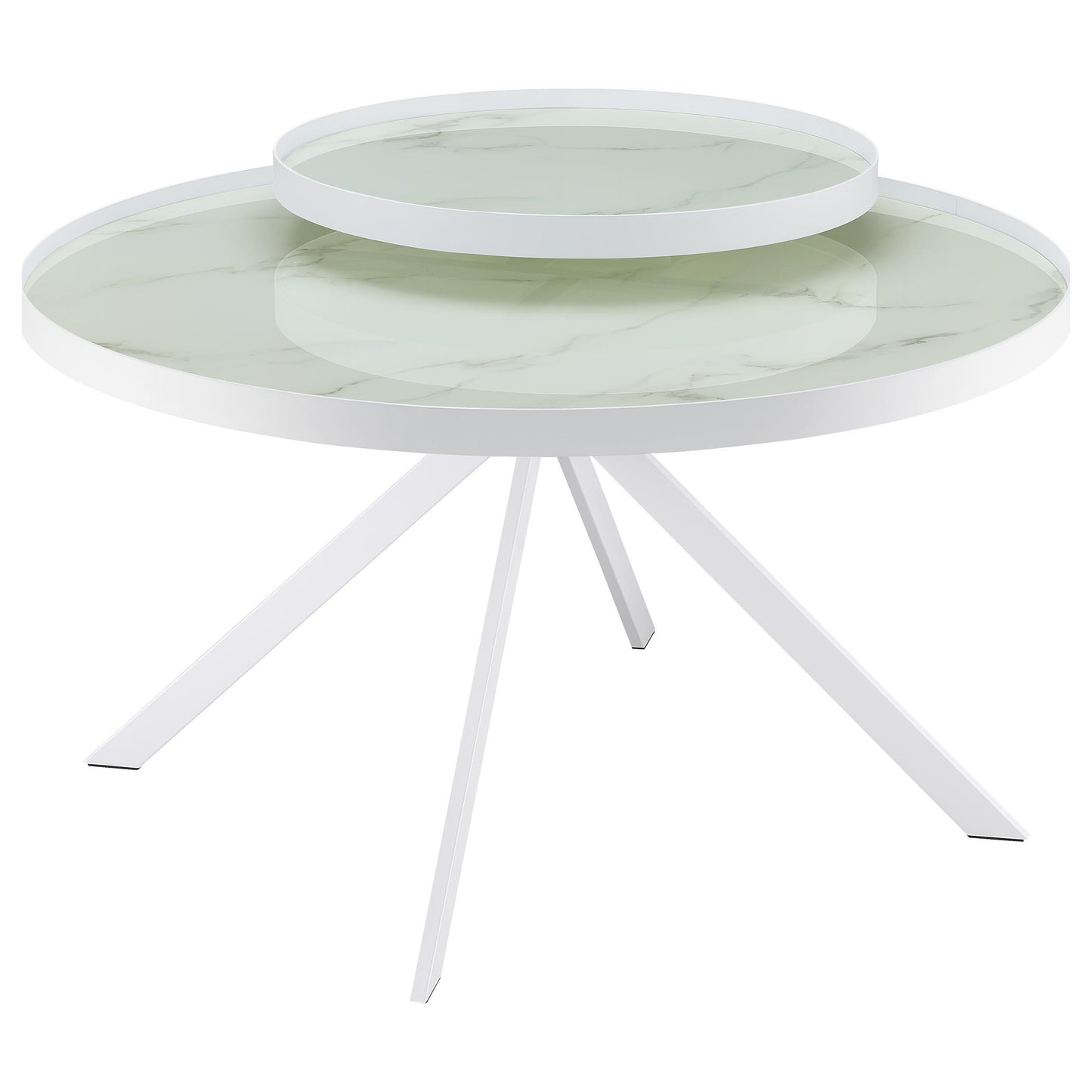  Coaster Furniture Briggs 706258-S2 2-piece Round Coffee and End Table Set - White IMAGE 5