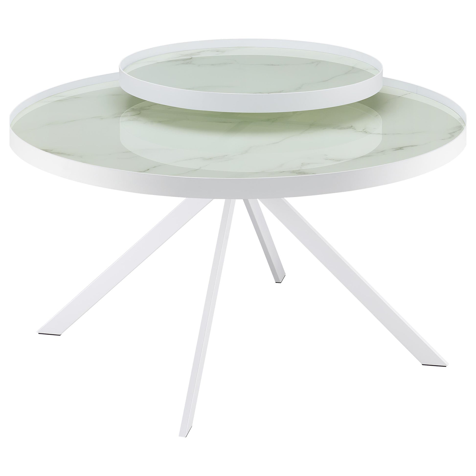  Coaster Furniture Briggs 706258-S2 2-piece Round Coffee and End Table Set - White IMAGE 5