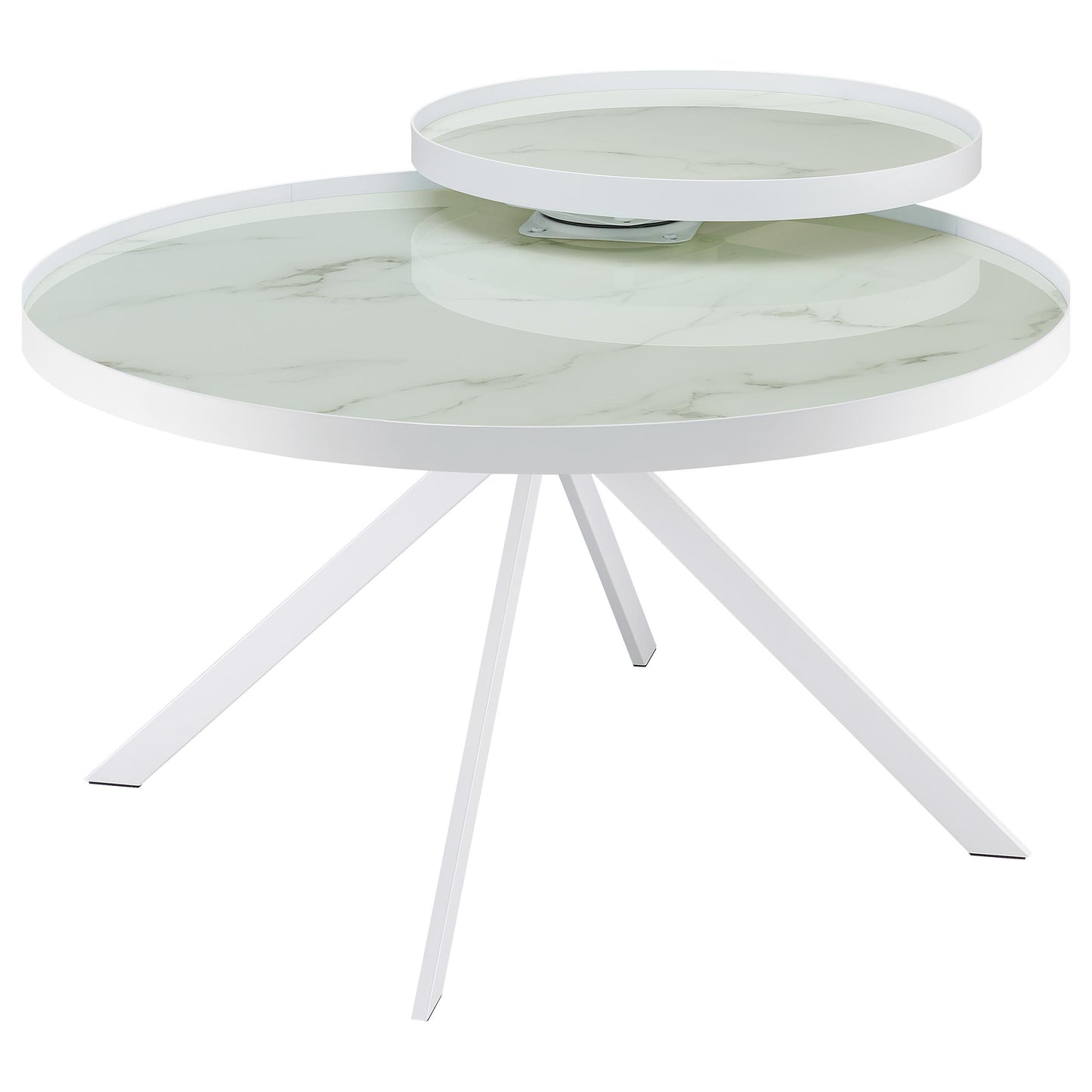  Coaster Furniture Briggs 706258-S3 3-piece Round Coffee and End Table Set - White IMAGE 2