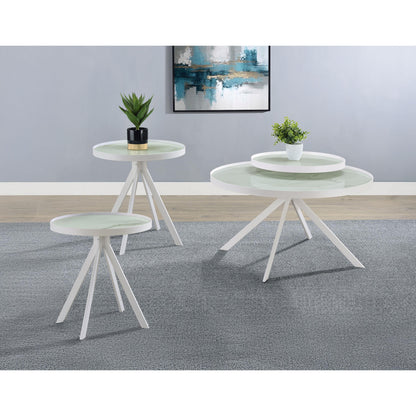  Coaster Furniture Briggs 706258-S3 3-piece Round Coffee and End Table Set - White IMAGE 6