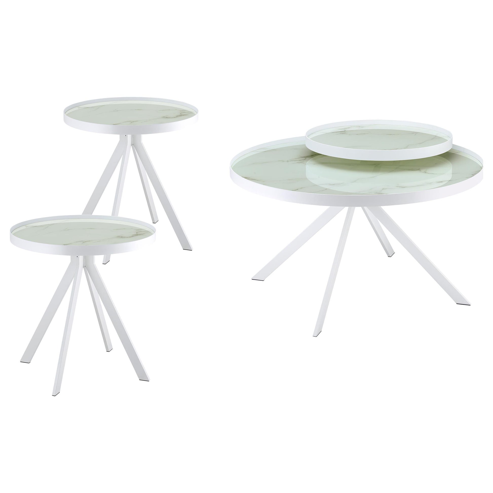  Coaster Furniture Briggs 706258-S3 3-piece Round Coffee and End Table Set - White IMAGE 8