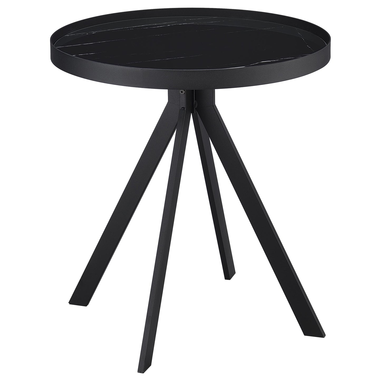  Coaster Furniture Briggs 706267 Round Marble Printed Glass Top End Table - Black IMAGE 5