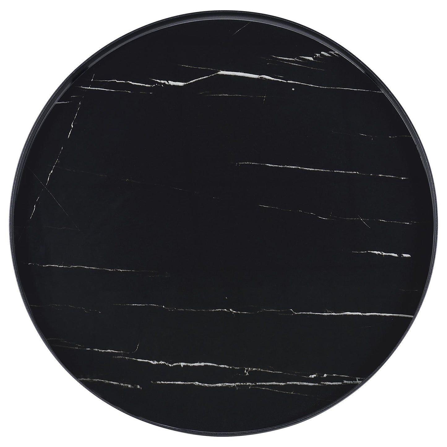  Coaster Furniture Briggs 706267 Round Marble Printed Glass Top End Table - Black IMAGE 6