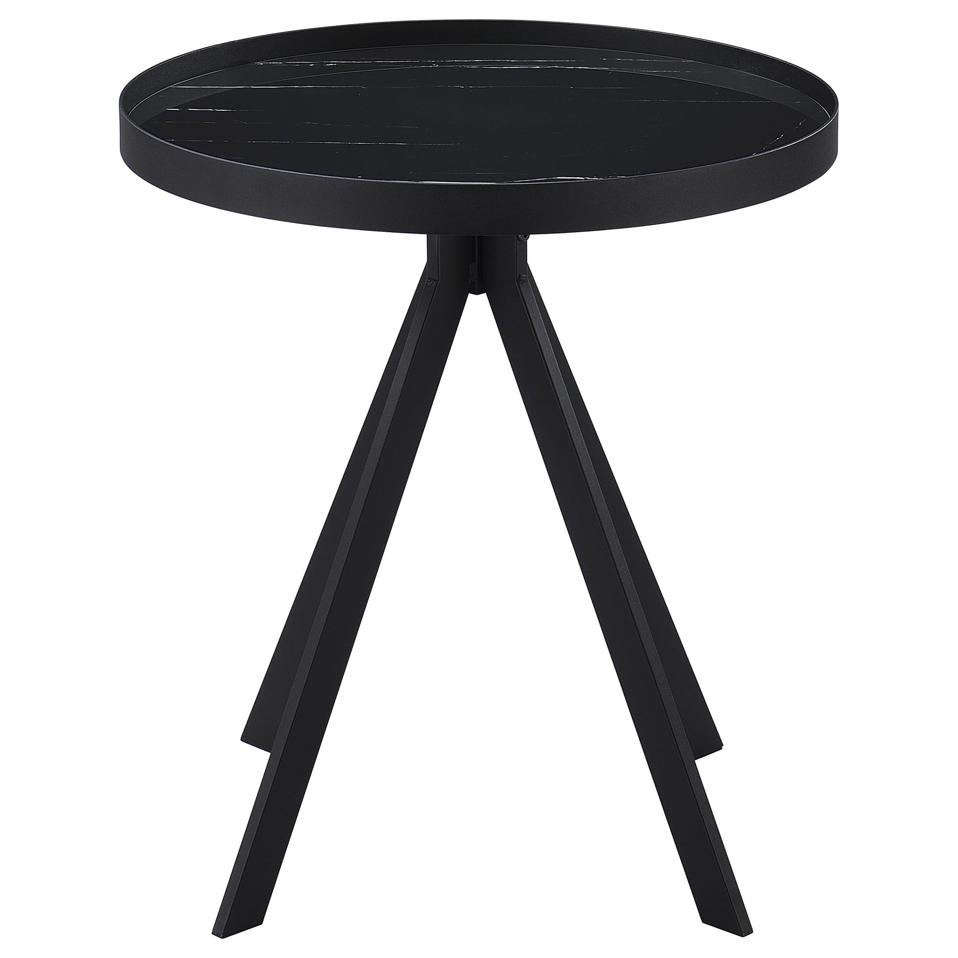  Coaster Furniture Briggs 706267 Round Marble Printed Glass Top End Table - Black IMAGE 7