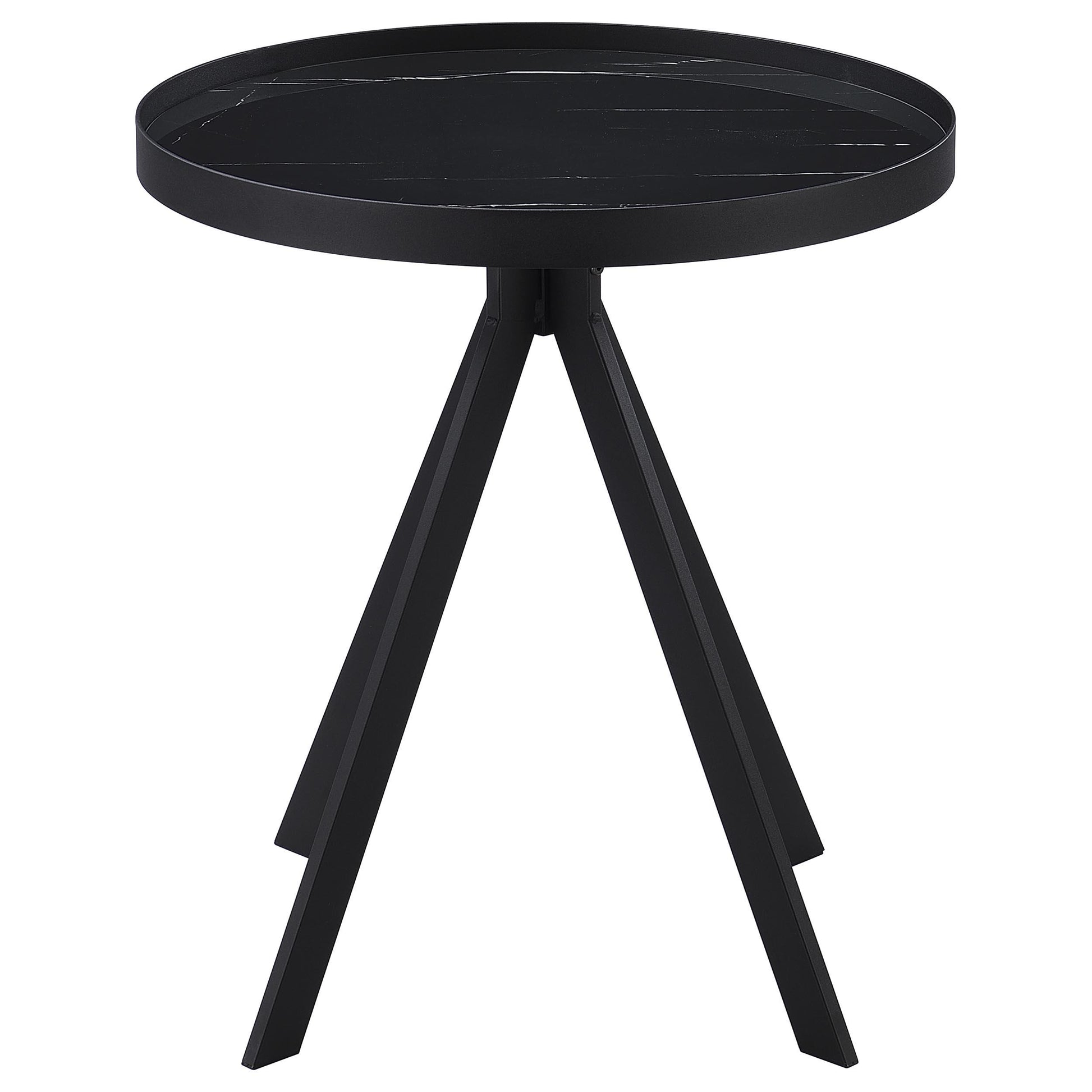  Coaster Furniture Briggs 706267 Round Marble Printed Glass Top End Table - Black IMAGE 8