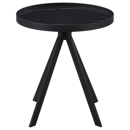  Coaster Furniture Briggs 706267 Round Marble Printed Glass Top End Table - Black IMAGE 8