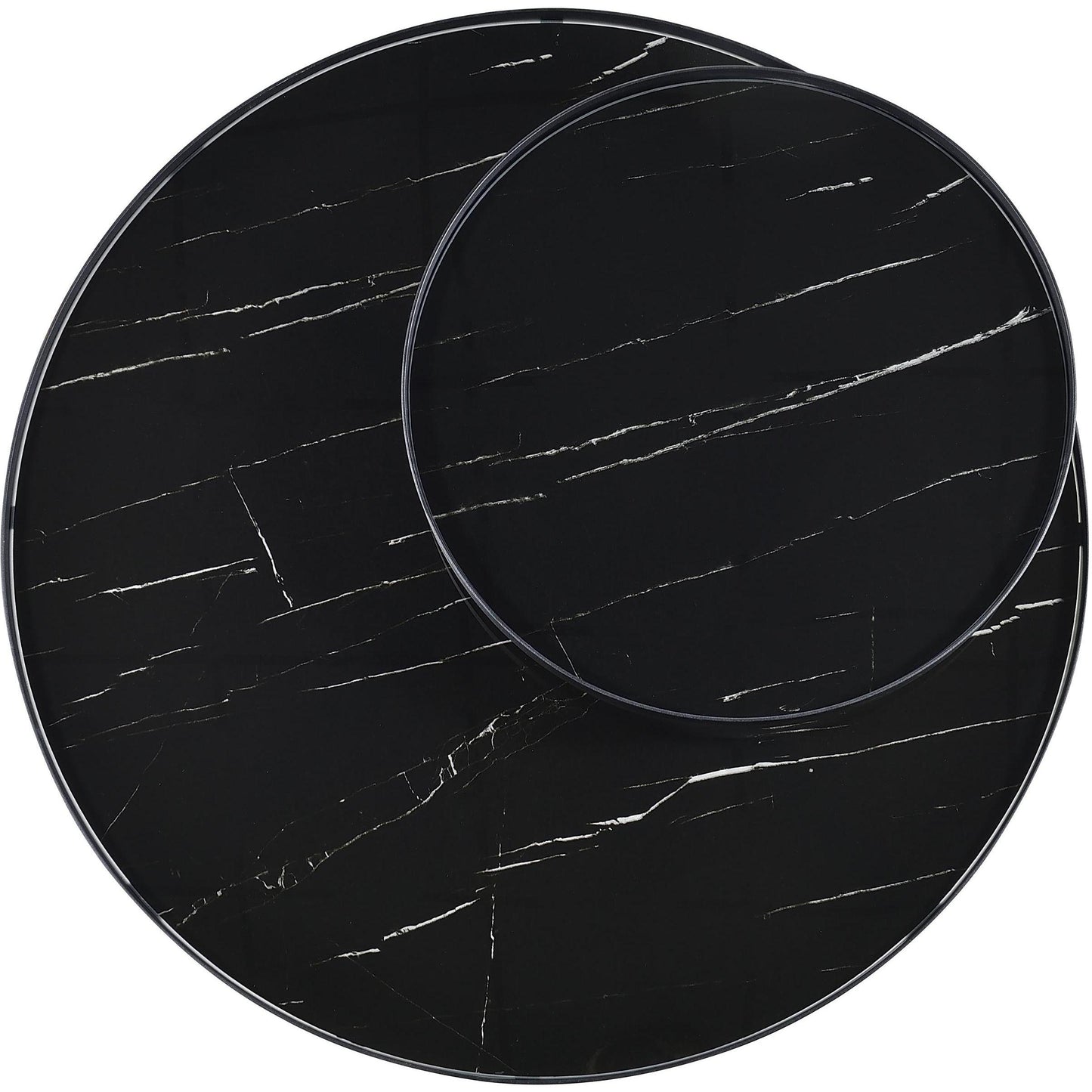  Coaster Furniture Briggs 706268 Round Marble Printed Glass Top Coffee Table - Black IMAGE 10