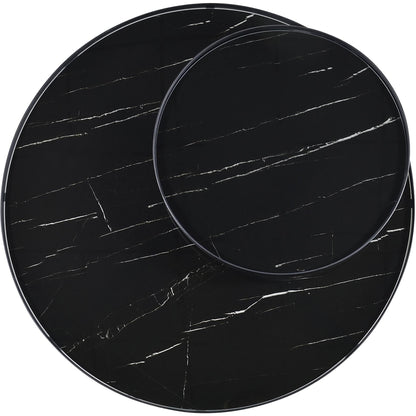  Coaster Furniture Briggs 706268 Round Marble Printed Glass Top Coffee Table - Black IMAGE 10