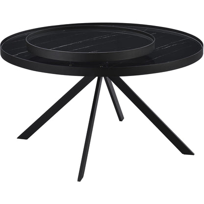  Coaster Furniture Briggs 706268 Round Marble Printed Glass Top Coffee Table - Black IMAGE 7