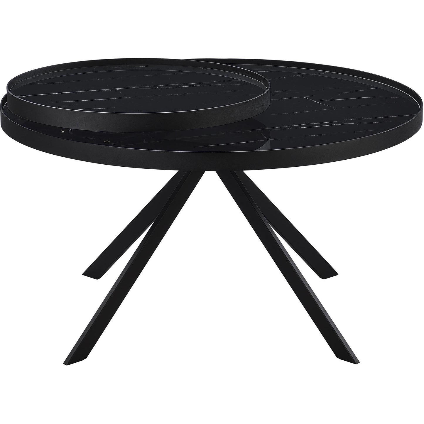  Coaster Furniture Briggs 706268 Round Marble Printed Glass Top Coffee Table - Black IMAGE 8