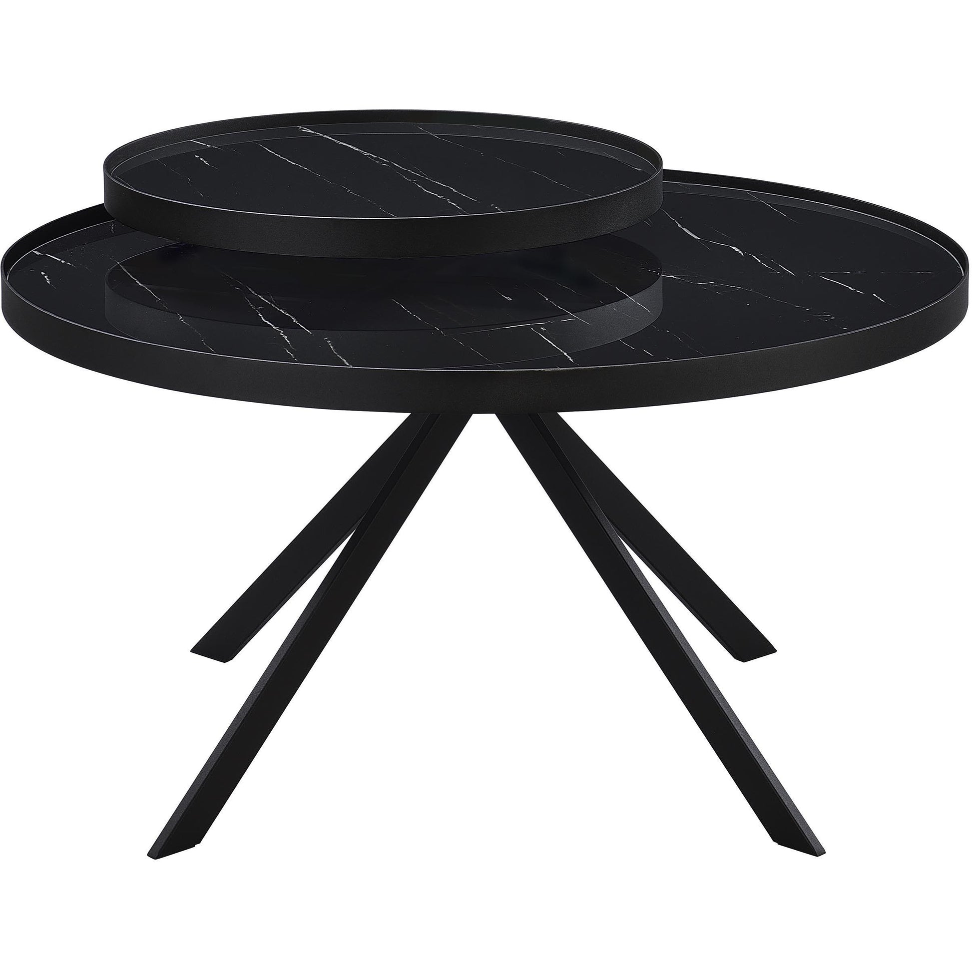  Coaster Furniture Briggs 706268 Round Marble Printed Glass Top Coffee Table - Black IMAGE 9