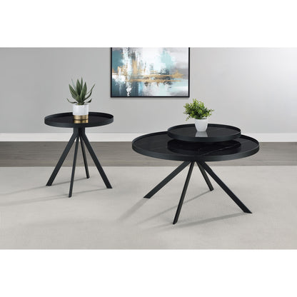  Coaster Furniture Briggs 706268-S2 2-piece Round Coffee and End Table Set - Black IMAGE 4