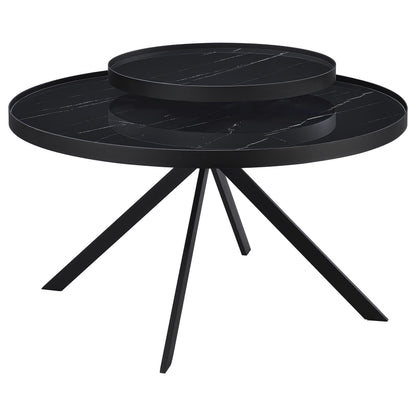  Coaster Furniture Briggs 706268-S3 3-piece Round Coffee and End Table Set - Black IMAGE 2