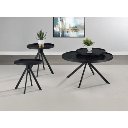  Coaster Furniture Briggs 706268-S3 3-piece Round Coffee and End Table Set - Black IMAGE 3
