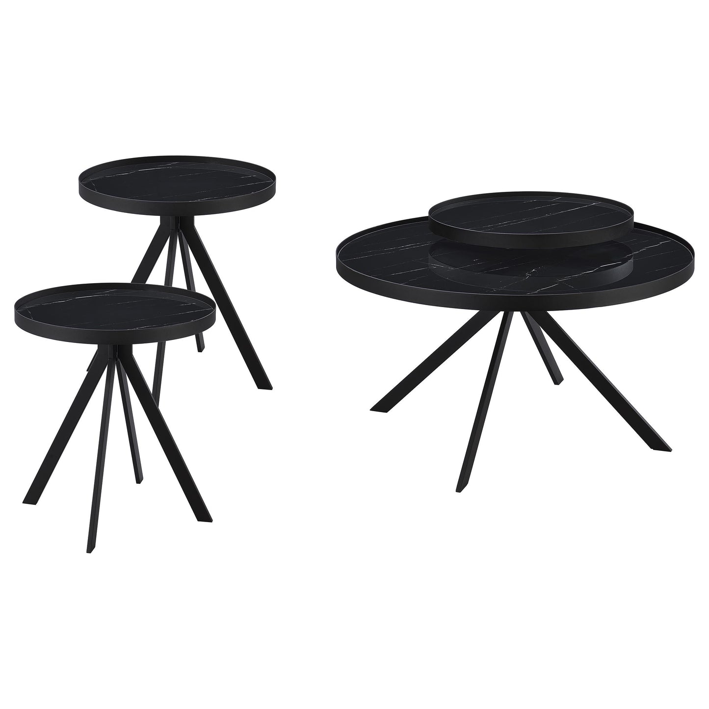  Coaster Furniture Briggs 706268-S3 3-piece Round Coffee and End Table Set - Black IMAGE 6