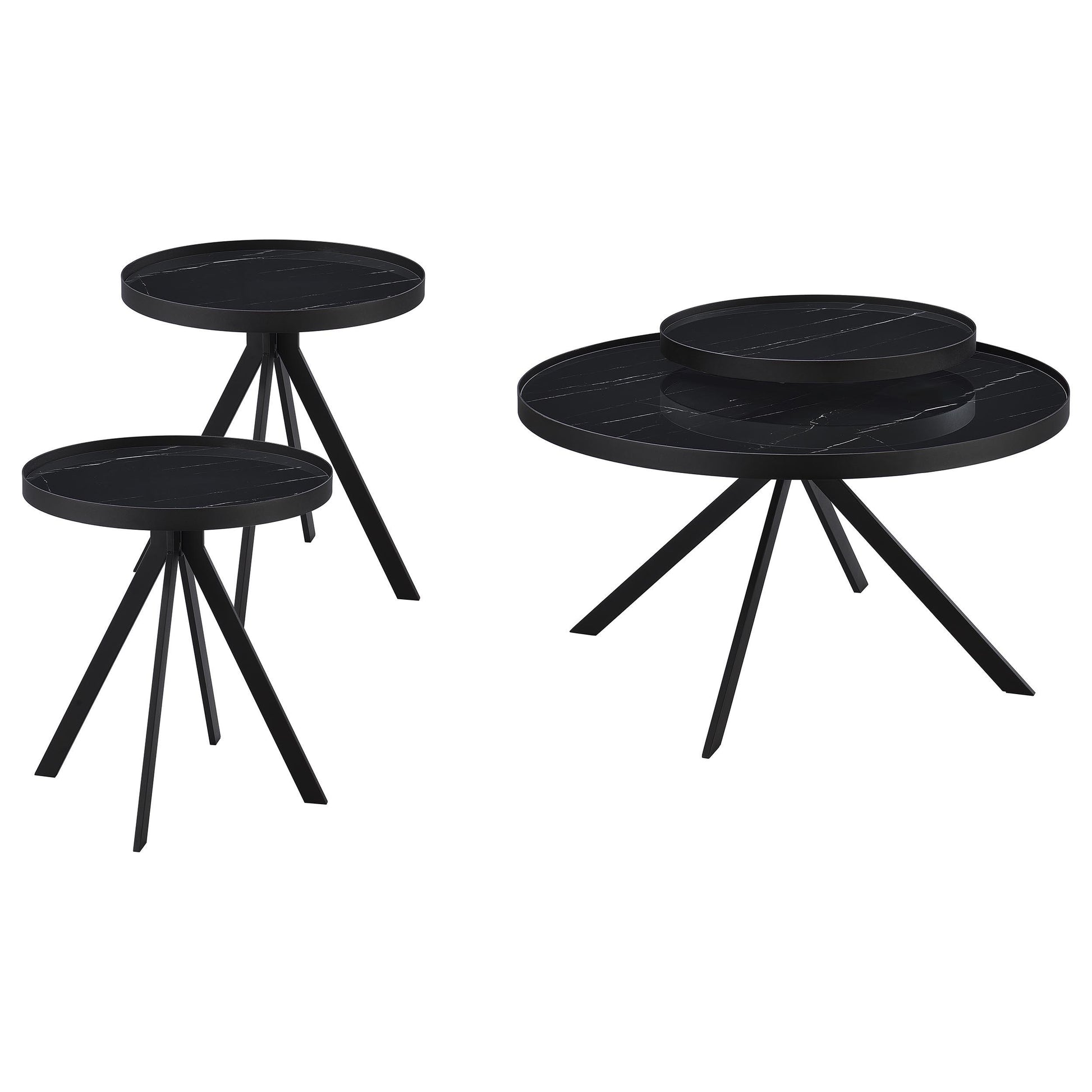  Coaster Furniture Briggs 706268-S3 3-piece Round Coffee and End Table Set - Black IMAGE 6