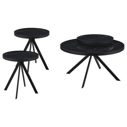  Coaster Furniture Briggs 706268-S3 3-piece Round Coffee and End Table Set - Black IMAGE 6