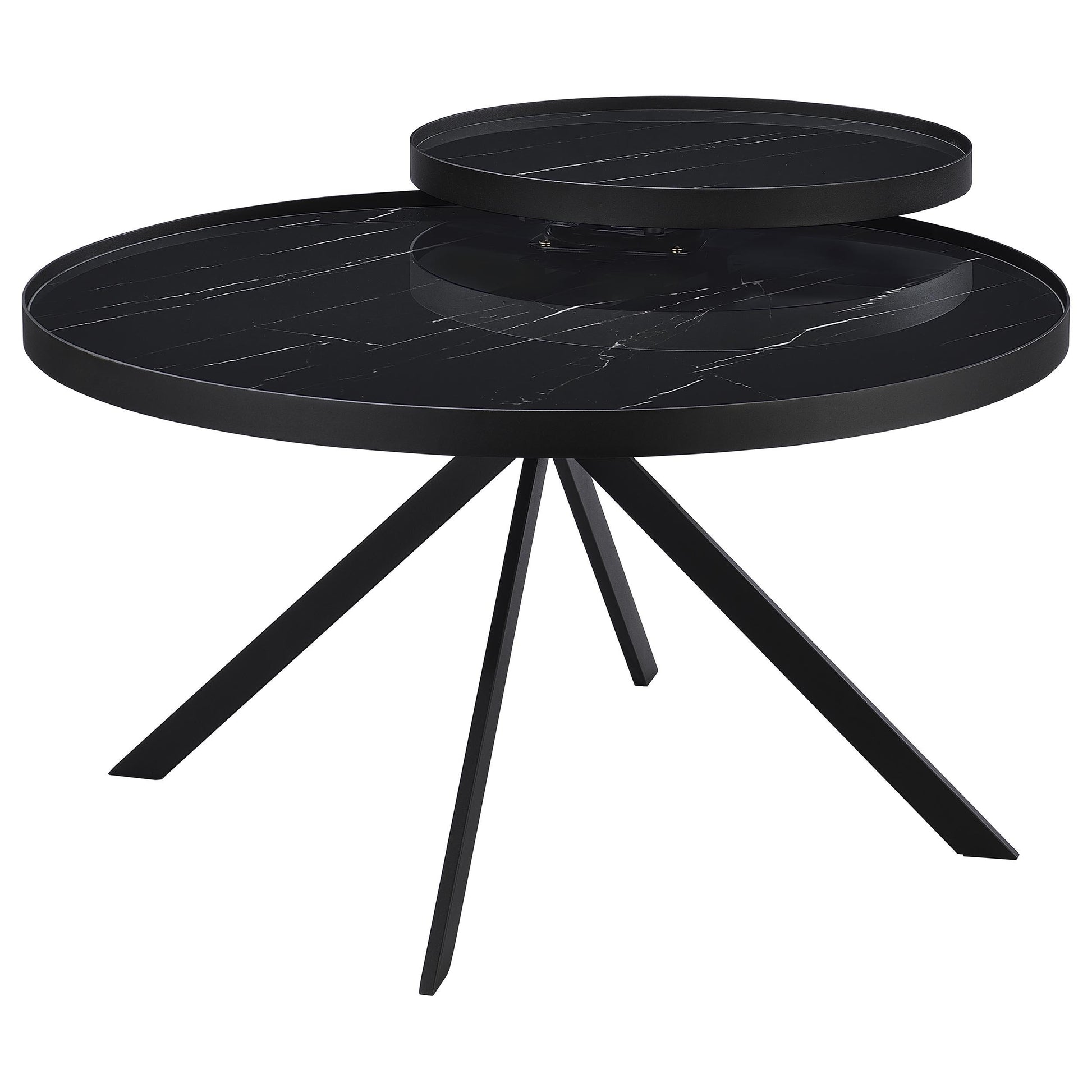  Coaster Furniture Briggs 706268-S3 3-piece Round Coffee and End Table Set - Black IMAGE 7