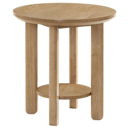  Coaster Furniture Ottowa 706297 Round Wood End Table with Shelf - Light Oak IMAGE 2
