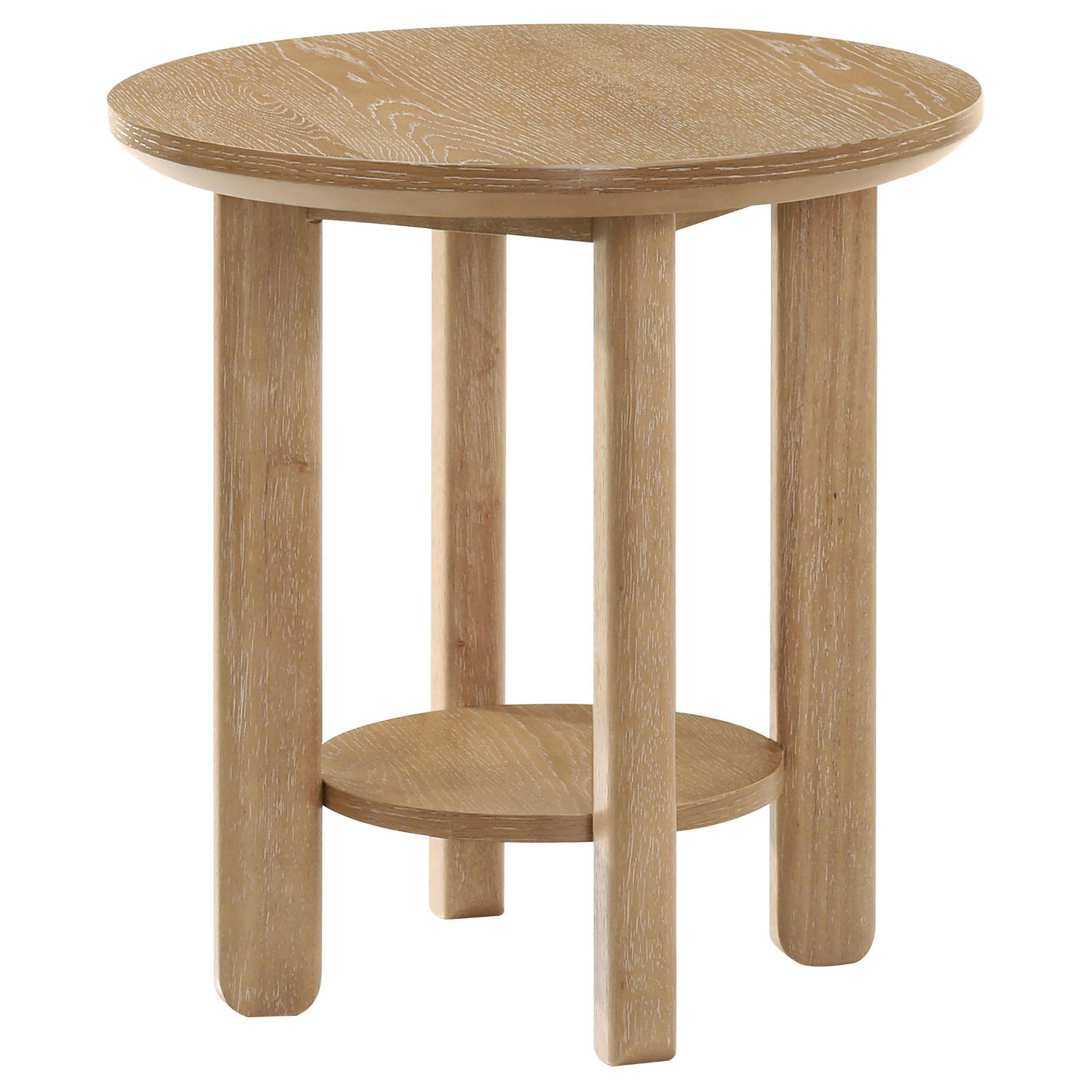  Coaster Furniture Ottowa 706297 Round Wood End Table with Shelf - Light Oak IMAGE 3